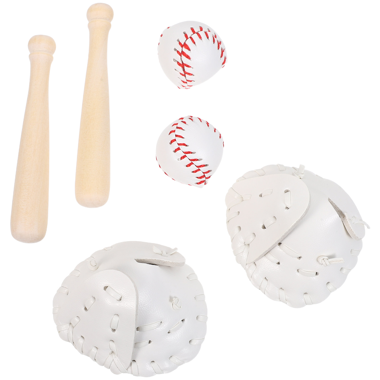 2세트 미니어처 야구 배트와 장갑 세트 인형의 집 액세 - Sports Equipment Bat 리뷰 및 가격